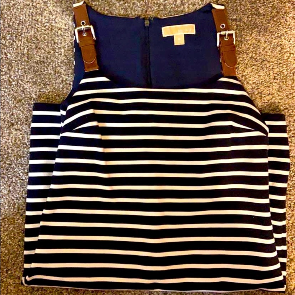 Michael Kors Navy and White Striped Mini Dress